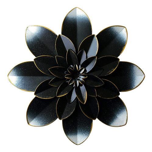 Picfarce Decoracion Pared Flor Metal Negro Escultura Floral