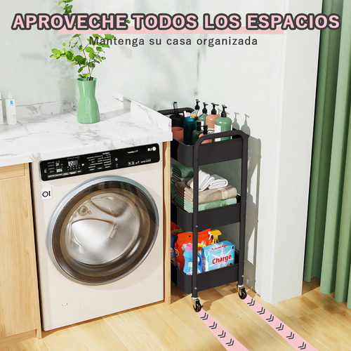 Albertech Carrito Organizador 3 Niveles Estante Ruedas Carro