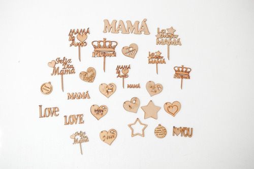 Palabra Topper Corazón Estrella Felíz Día Mamá Love Mdf X20u