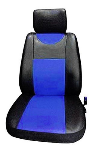 Juego De Fundas Cubre Asiento Para Auto Cuerina Negro Y Azul