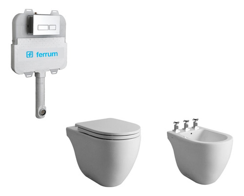 Combo Ferrum Fontana Inodoro Corto Bidet Deposito Embutir