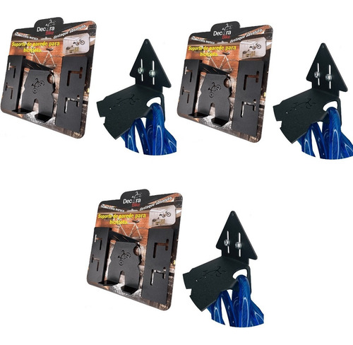 Imagem 1 de 10 de 3 Unidades De Suporte De Parede P 3 Bicicletas - Decora Bike