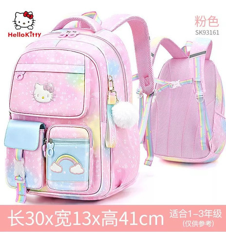 Mochila Escolar Primaria Para Mujer Hello Kitty One Two To S Color Flor Rosa Pequena