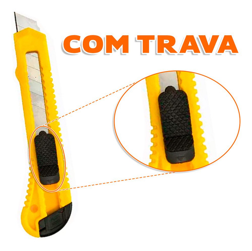 Estilete Multiuso Com Lâmina Em Aço Larga 18mm Com Trava