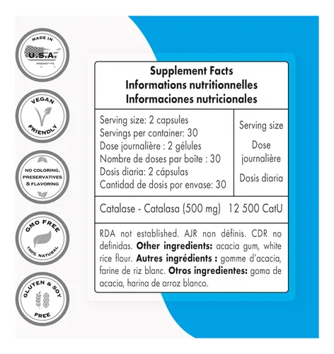Supersmart Suplemento Anti Canas Catalase 500mg