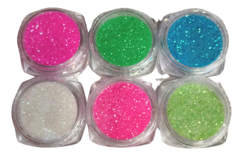 Set 6 Pigmentos Micro Glitters Modelo 2