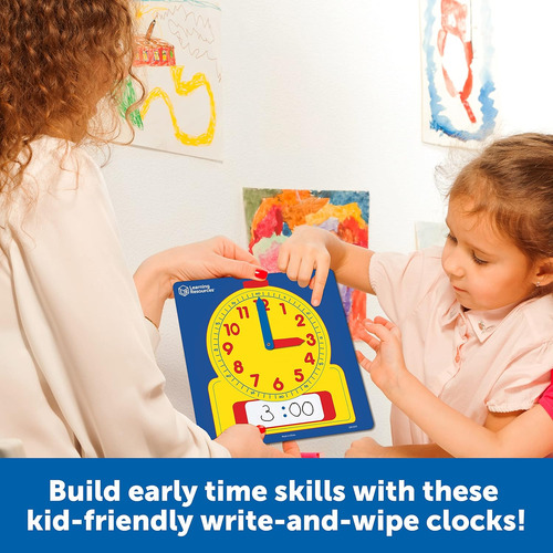 Learning Resources Write & Wipe Clocks Classroom Set - 25...