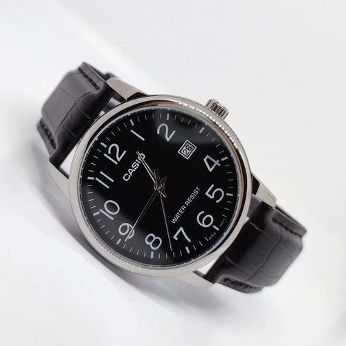Imagen 4 de 10 de Reloj Cuero Hombre Negro Mtp-v002l-1b