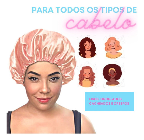Kit 2 Toucas Cetim Anti Frizz Hidrata Cabelo Ponta Dupla