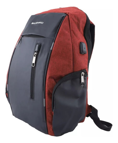 Mochila Con Puerto Usb Negro/rojo Impermeable Kushiro