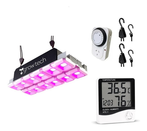 Led Luz Cultivo Indoor Growtech 600w Poleas Timer Termohigro