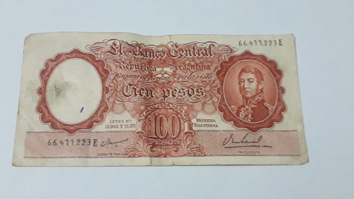 Billete 100 Pesos Moneda Nacional Cat 084