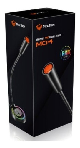 Imagen 3 de 4 de Microfono Gamer Usb Rgb Para Pc Streaming Meetion Mc 14 Color Negro