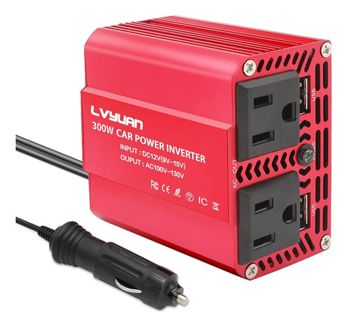 Lvyuan 300w Inversor De Corriente Dc 12v A 110v Ac Convertid