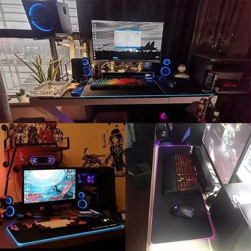 Mousepad Con Luz Led Rgb En 8 Modos Antiderrapante 90*40cm