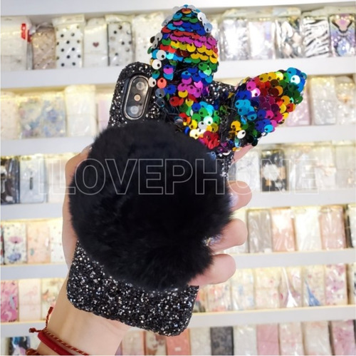 Funda Glitter Pompon Para iPhone 12 11 Pro Max Xr X 7 8 Plus