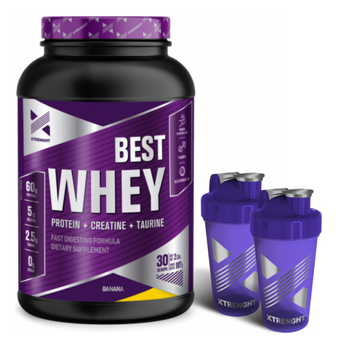 Proteina Xtrenght Best Whey Protein 2lbs + 2u Shaker 600cm3 