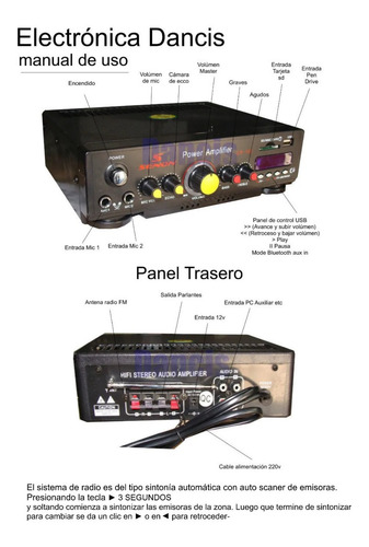 Amplificador Karaoke Con Bluetooth Usb Y Radio Fm 220 - 12 V