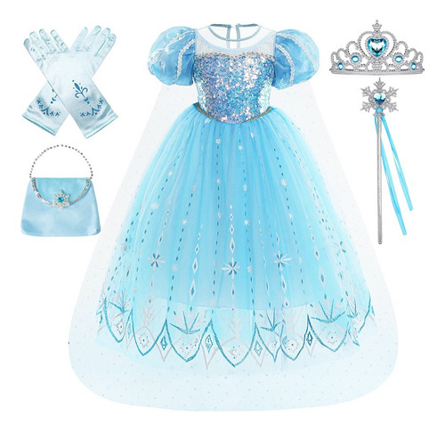 Disfraz De Princesa Elsa Frozen Para Niñas Cosplay Fiesta Cumpleaños Trajes Halloween Navideño