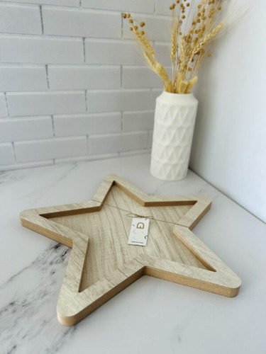 Bandeja De Madera En Forma De Estrella Decorativa Nordica