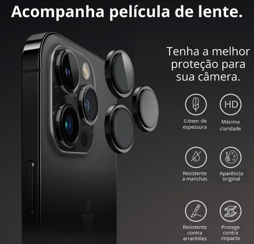 Capa Capinha Proteção + Pelicula Anti Spy Iphone 11 Ao 16 Azul-claro Iphone 13 Pro