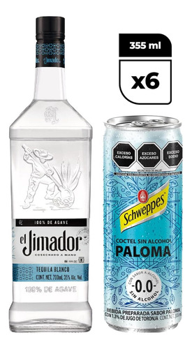 El Jimador Tequila Blanco 700 Ml+schweppes Mocktails, Paloma