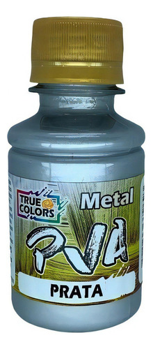 Tinta Pva Metal Colorido 100ml - True Colors - Pronto Cor Prata - 7991