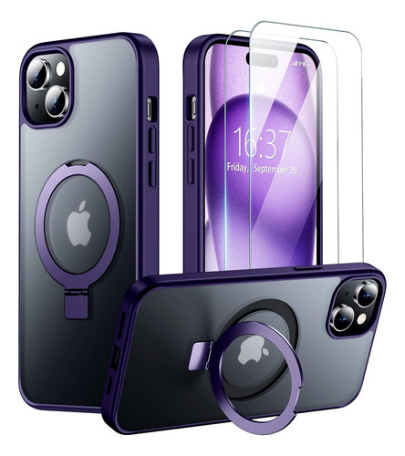 Funda Magnetica Y V Templado Para iPhone 15/14 Purpura