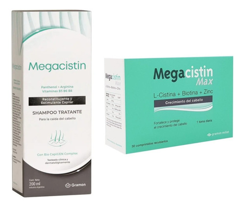 Combo Megacistin Shampoo 200ml + 30 Comprimidos