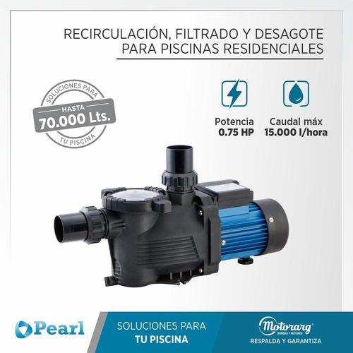 Bomba Pileta Autocebante Pearl Mini Pool 75m 0.75 Hp