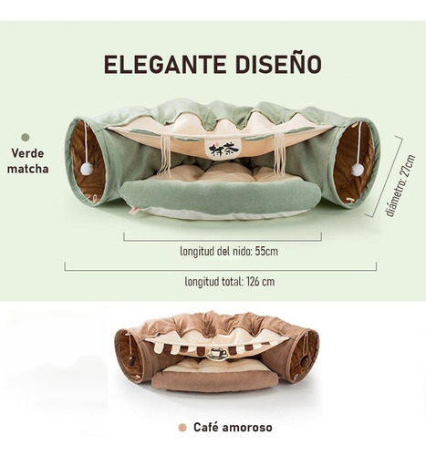 Túnel Plegable Con Cama Y Hamaca Para Gato