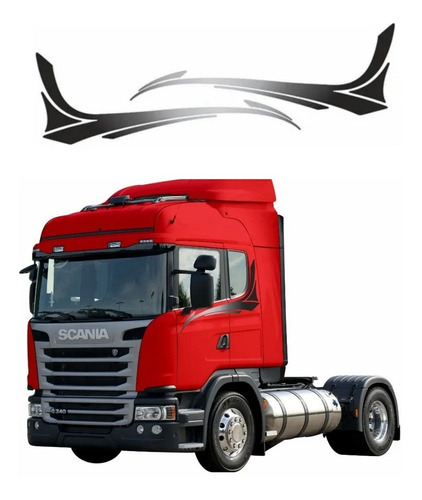 Kit Adesivos Faixas Para Scania 2008 Cor Prata