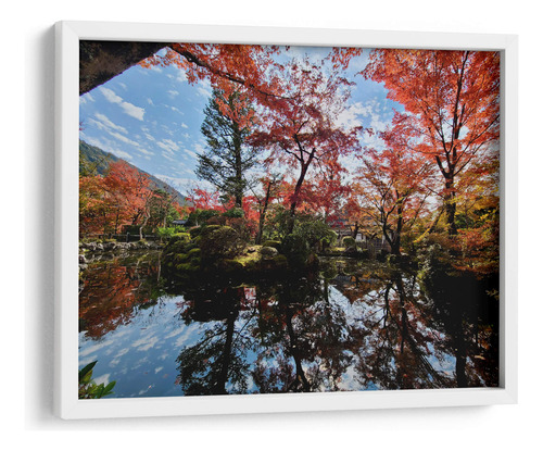 Cuadro Enmarcado Blanco Espejo Natural En Otoño 40x30, Eco