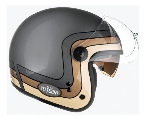 Capacete Moto Peels Click Yesterday Masculino Feminino Cor Grafite com dourado Tamanho do capacete 60