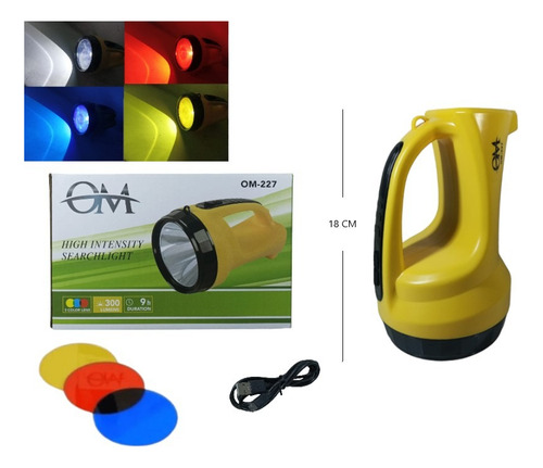 Linterna Busca Huella 300 Lumens Recargable Lentes 3 Colores Linterna Amarillo