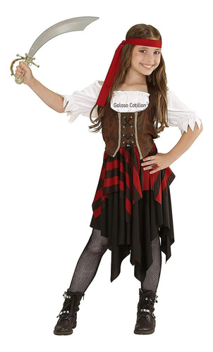 Disfraz De Pirata Para Niñas Vestido Halloween Bandana 