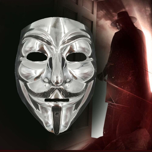 Imagen 1 de 4 de Mascara Anonymous Anonimus Silver Plateada Halloween A1