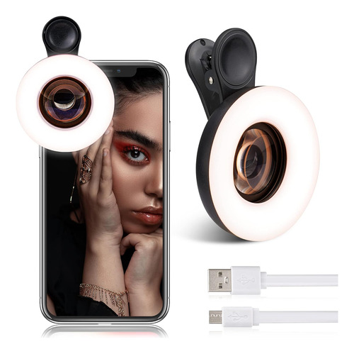 Lente Macro Com Mini Clipe Ring Light Para iPhone E Android.