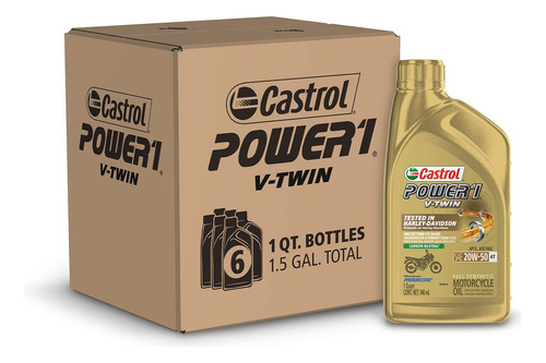 Castrol Power1 V-twin 20w-50 Aceite Sintético Completo Par.