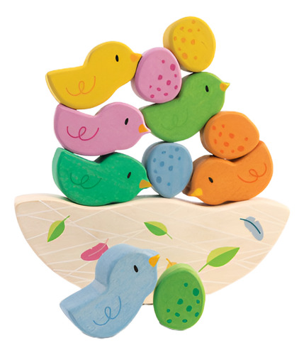 Juego Apilable Encastre Pajaritos Madera Tender Leaf Tl8457 Color Multicolor