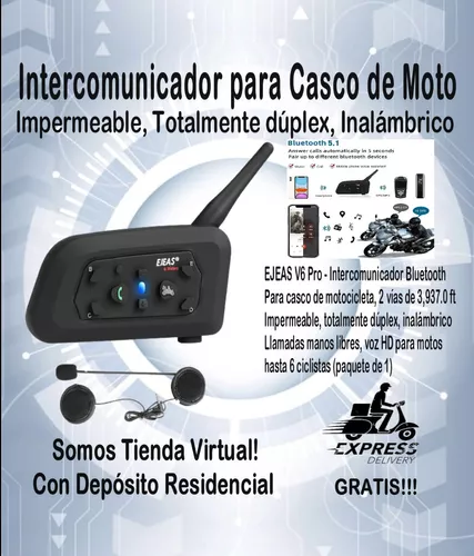 V6 Pro - Intercomunicador Bluetooth para casco de motocicleta, 2 vías de  3,937.0 ft, impermeable, totalmente dúplex, inalámbrico, con llamadas manos