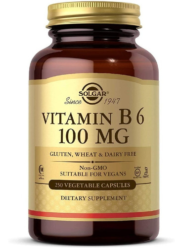 Vitamina B6 100 Mg Solgar 250 Capsulas Vegetales