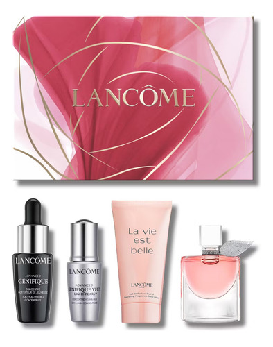 Mini Set Lancome: Serum + Contorno De Ojos + Crema + Perfume