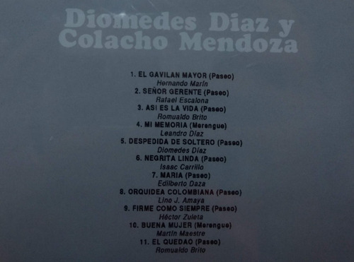 Imagen 2 de 2 de Diomedes Diaz Y Colacho Mendoza - Dos Grandes