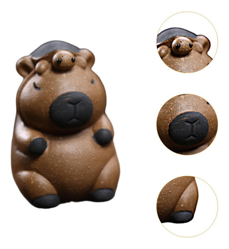 Capybara Mini Estatua Escultura Animal Té Marrón Oscuro