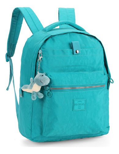 Mochila De Costas Escolar Up4you Crinkle Feminino Masculino Cor Verde Desenho do tecido Liso