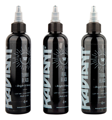 Tintas Profesionales Para Tatuar Radiant 3 Tonos Black 4 Oz