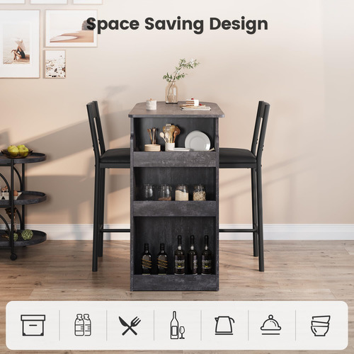 Garveehome Juego De Mesa Y Sillas De Bar Para 2 Juego De