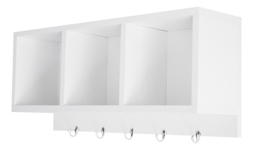 Nicho Triplo De Parede Organizador Com Ganchos 60x26x15cm Cor Branco