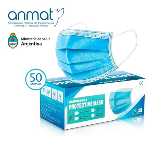 Barbijo Tricap Elástico Clip X50u Termosellado Importado
